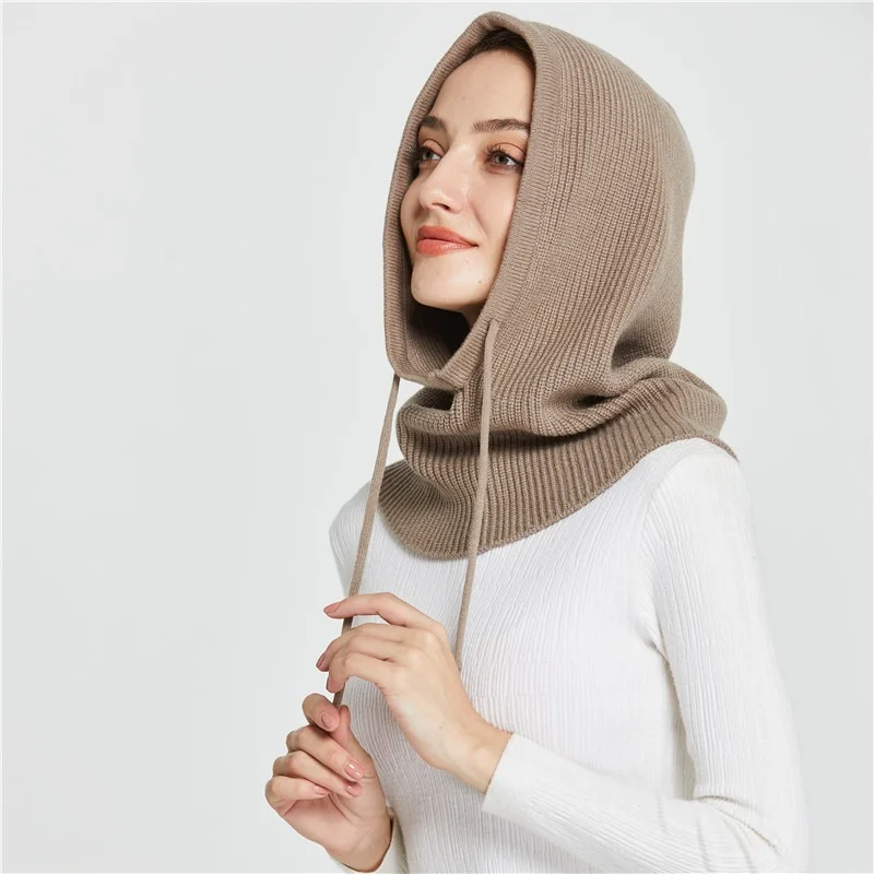 Sparsyle – Bonnet d\'hiver en cachemire unisexe pour femme et homme, écharpe à capuche en laine, protection du cou et du visage, cagoule