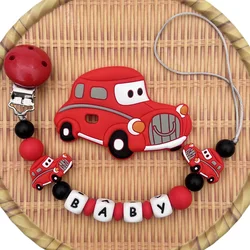 Personalized English Russian Letters Name Baby Car Silicone Pendant Pacifier Clips Chains Holder Teether Baby Kawaii Toy Gifts