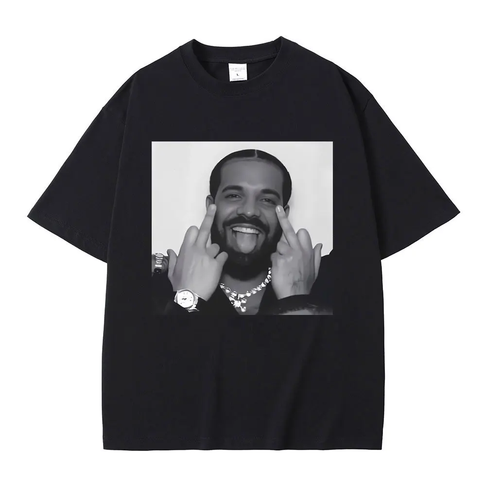 

Rapper Drake Friendly Gesture Funny Meme T Shirt Men Women Hip Hop Vintage T-shirts Short Sleeve Men's Summer Cotton Tops Tshirt