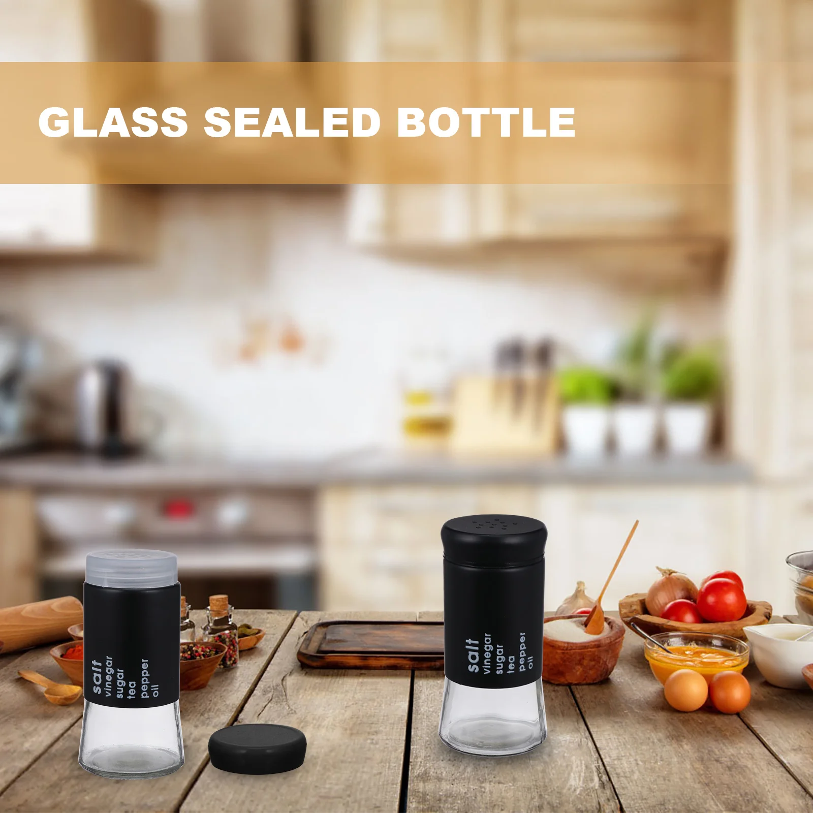 

2Pcs Glass Condiment Containers Stylish Design for DIY Projects and Spice Storage Kitchen Jar Set Seasoning Pot Collection