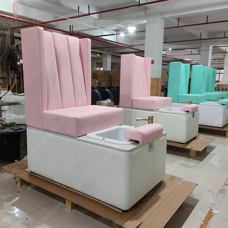 Custom Color Optional Discharge Pump Magnetic Jet Salon Furniture Modern Pink Foot Spa Pedicure Chair Station