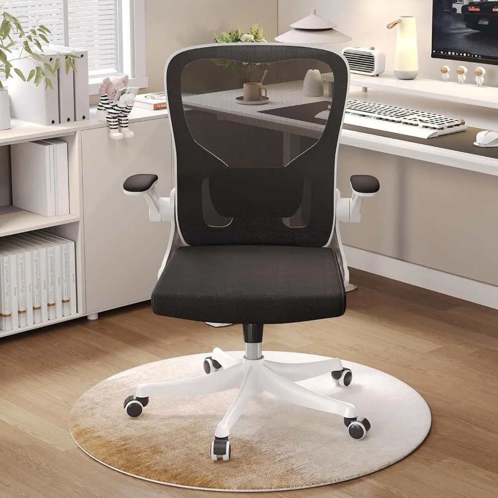 Ergonomic High-Back Mesh Desk Chair with Adjustable Height, Lumbar Support, Flip-Up Armrests, and Headrest for Comfortable Offic