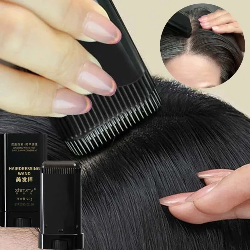 3-Farben 2-in-1 Schnell-Haarstift mit Kamm Bartfarbstift Tragbarer Temporärer Schnell-Abdeckungs-Haarstift Sofort-Färbestift – Detail 1