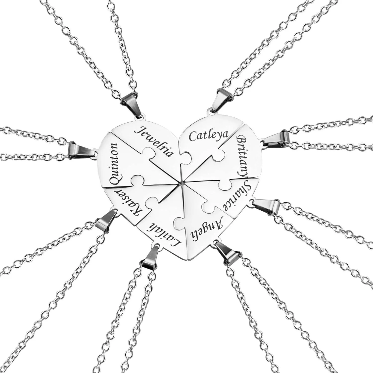 INS Personalized Stainless Steel Heart Shape Splicing Pendant Necklace Custom Family Best Gifts