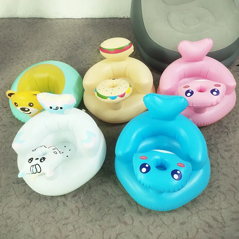 New Multifunctional Baby Children Inflatable Bathroom Sofa PVC Inflatable Seat Learn Dinner Chair Portable Bath Stool For Babies