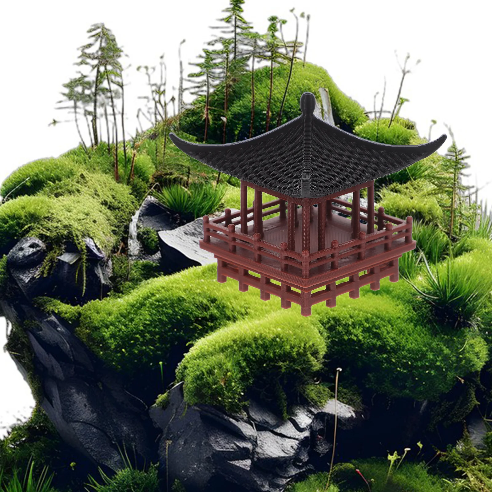 1 قطعة تمثال معبد صيني صغير جناح خمر حلية لحديقة زن بونساي حوض السمك ديكور المشهد الصغير الآسيوي أكشاك #3