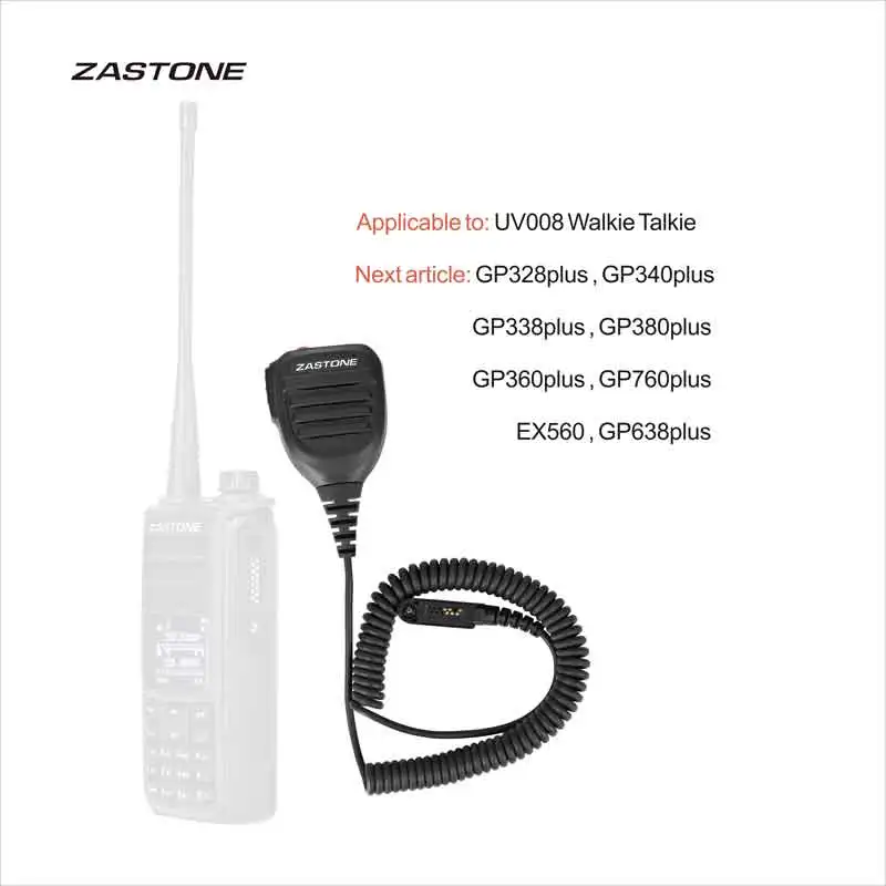 Zastone uv008 walkie talkie lautsprecher mikrofon zwei wege radio ptt lautsprecher mikrofon für gp328plus gp344 gp388