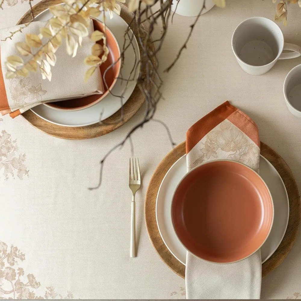 Benson Mills Harvest Heavyweight Engineered Jacquard Fabric Tablecloth, Autumn and Thanksgiving Decor