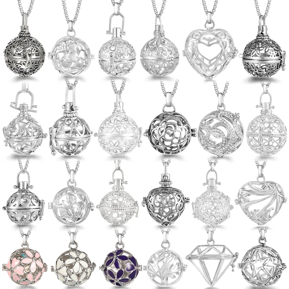 Mexiko Chime Malerei Engel Anrufer Aromatherapie Medaillons Halskette Exquisite Musik Ball Titan Stahl Kette Schmuck Frauen Anhänger