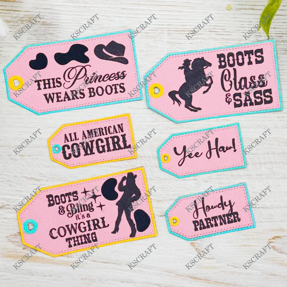 KSCRAFT Cowgirl Sentiment Clear Stamp Cutting Dies Stencils for DIY Scrapbooking Decorative Embossing DIY Paper Cards