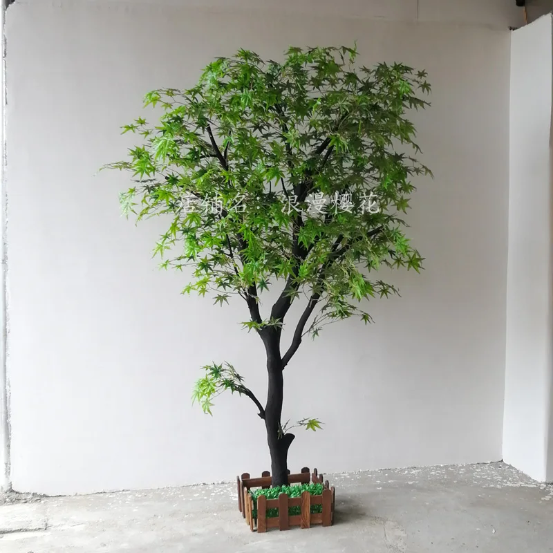 Maple leaves, fake trees, red maple trees, green plants, large-scale wishing, indoor landscaping, decorative living room trees