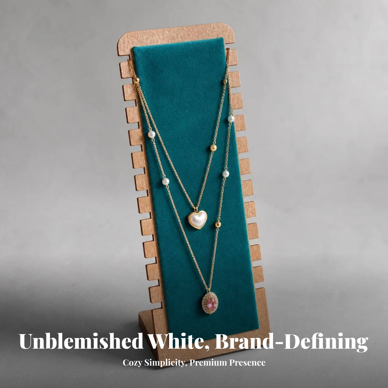 Necklace Display Stand Vertical Wooden Necklace Display Stand Space-Saving Versatile for Retailers, Countertop, Market Stalls