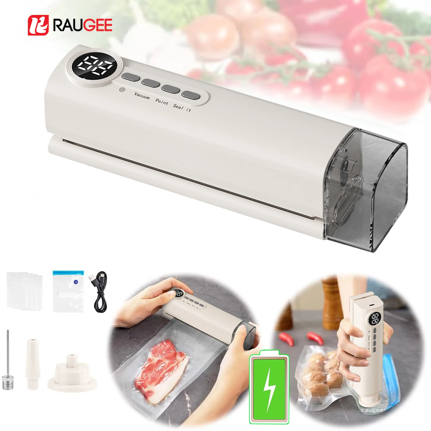 Мини-беспроводная вакуумная упаковочная машина, бытовая небольшая портативная машина для упаковки пищевых продуктов, автоматическая машина для запечатывания пластика