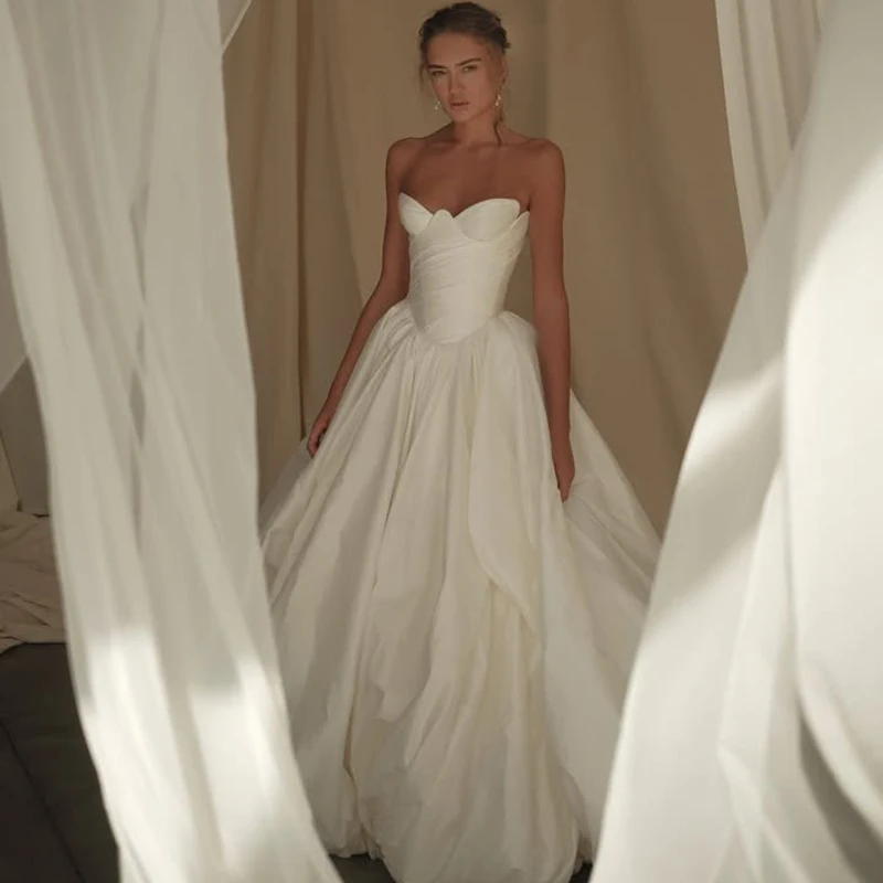 

Eightree White Princess A-Line Wedding Dresses Sweetheart Floor Length Bridal Dress Formal Wedding Ball Prom Gowns Customized