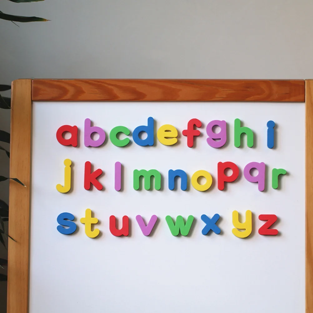 26pcs English Letters EVA Magnetic Paste Fridge Magnet Board Sticker Colorful for Home School (Mixed Color）