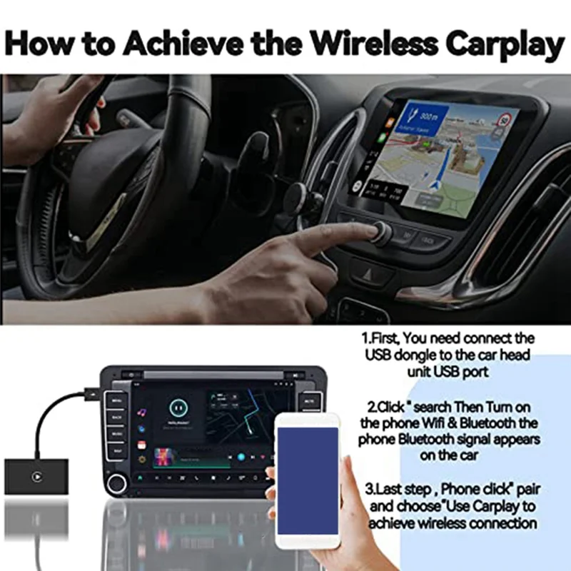 Wireless Carplay for Wired Carplay Car Wireless Fast and Easy Use Fit for Cars From 2015 & iPhone IOS 10+(Black)