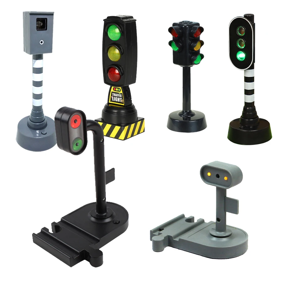 ไฟจราจรจำลองแบบใหม่ของเล่น X15-1ป้ายจราจรป้ายถนนสำหรับเด็กอนุบาลรางรถไฟขนาดเล็กอุปกรณ์เสริมรถยนต์ของเล่น