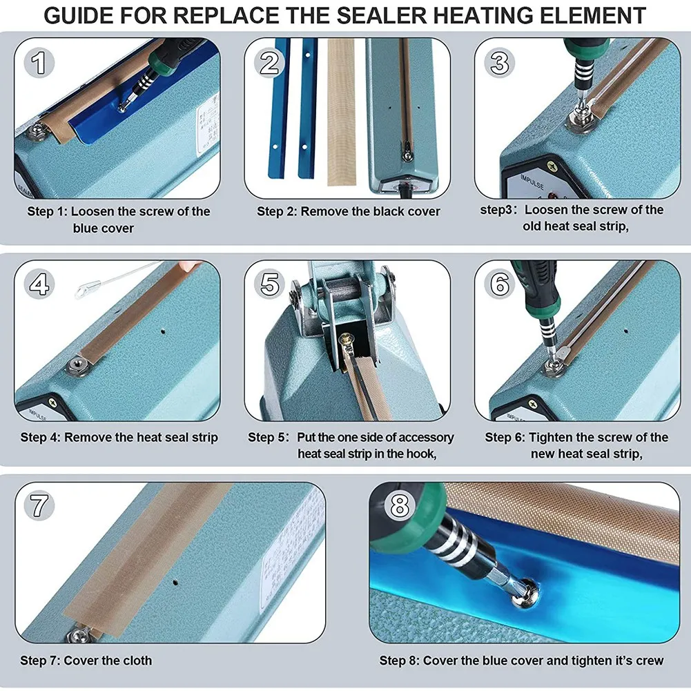 10 pezzi Impulse Sealer parti di ricambio Impulse Sealer elementi riscaldanti servizio pezzi di ricambio Kit di riparazione per FS-200