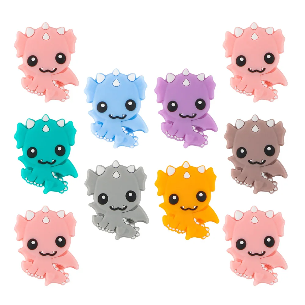 5Pcs Cartoon Little Dragon Shape Silicone Beads Loose Beads DIY Bracelet Necklace Handmade Jewelry Making Accessories