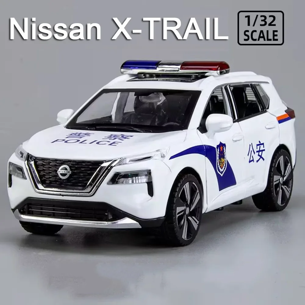 1:32 Nissan X-TRAIL Modele Zabawki Samochody policyjne Stop 6 drzwi Otwarte miniaturowe pojazdy Koło Pociągnij samochód Zabawka Prezenty na Dzień Dziecka