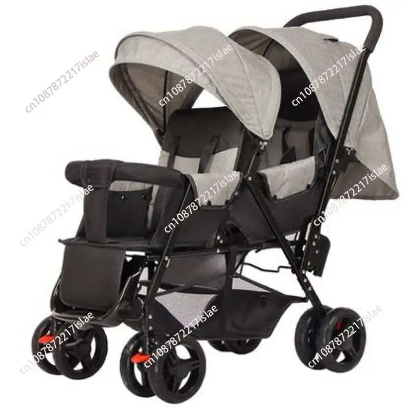 Twin baby stroller Lightweight folding can sit and lie down Double baby stroller Front and rear seats Second baby stroller