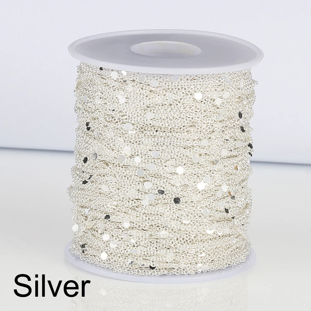 2 Meter Pailletten O-Wort-Kette Scheibe Kupferkette DIY Armband Halskette Körperkette Schmuckzubehör