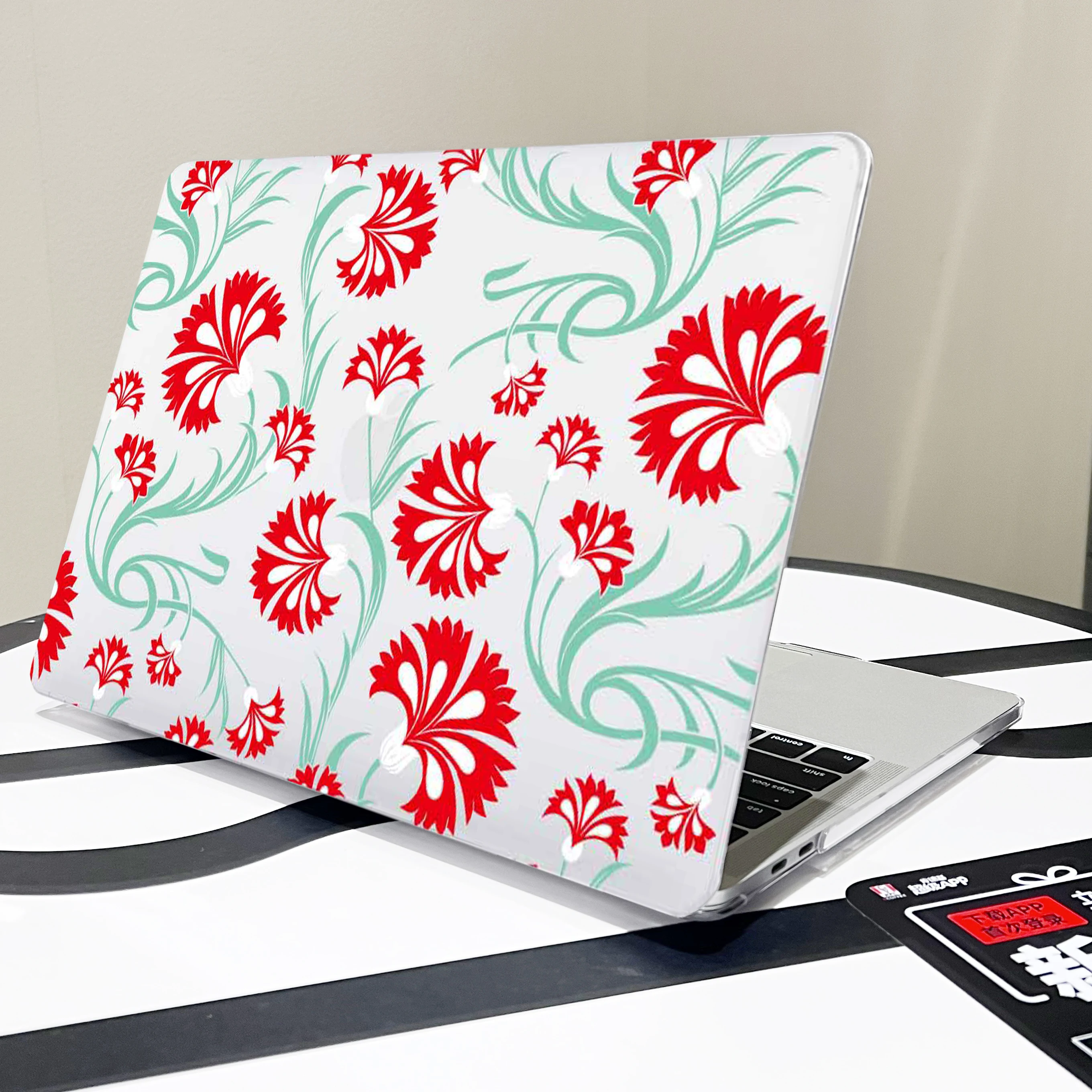 Red flower Laptop Case For Macbook M1 M2 Air 13 15 2023 Pro 14.2 16.2 inchA2681A2179A2337A2338A2442A2289 Touch bar/ID cover