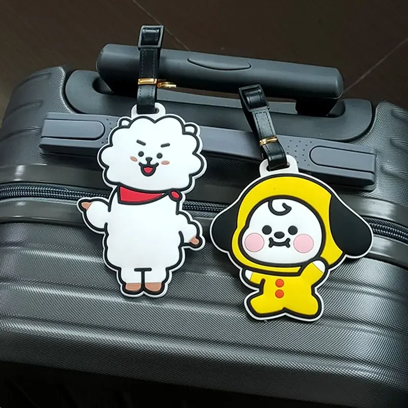 BT21 периферийный мультяшный бирка для багажа ТАТА чимми, аниме кавайный кулинарный чемодан, бирка для багажа, подвеска для багажа, антибликовые подарки