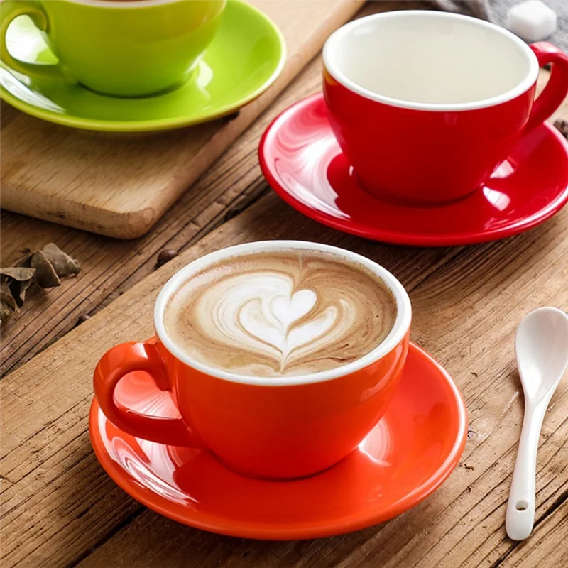 European Style 220Ml Coffee Cup Minimalist Design Solid Color With Base Couple Mug Tea Cup Latte - view 2