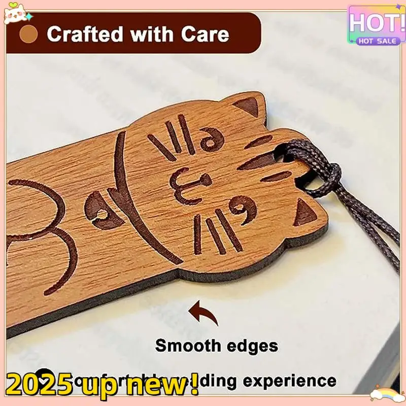 L47A-4Pcs Wooden Bookmark Cartoon Animal Birthday Gift Bookmark Engraving Company School Commemorative Gift