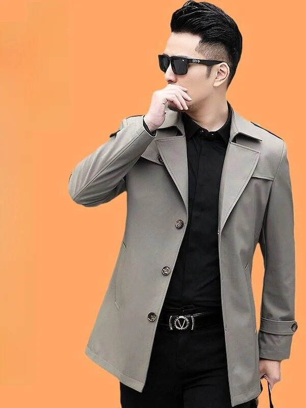 

Comfortable ort Men's Single-Button Coat Korean Sle Busin Outerwear Versatile Long-Wearing Spring Faion for Men