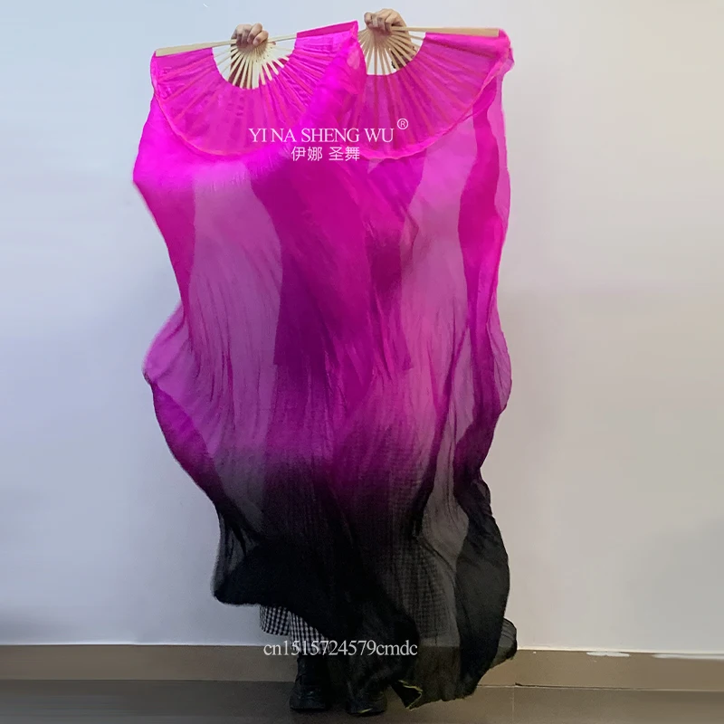 الرقص الشرقي مروحة حريرية عالية الجودة الصينية الحرير الرقص مروحة الرقص مرحلة الأداء الدعائم المشجعين مصبوغ يدويا مروحة التخصيص اللون #2