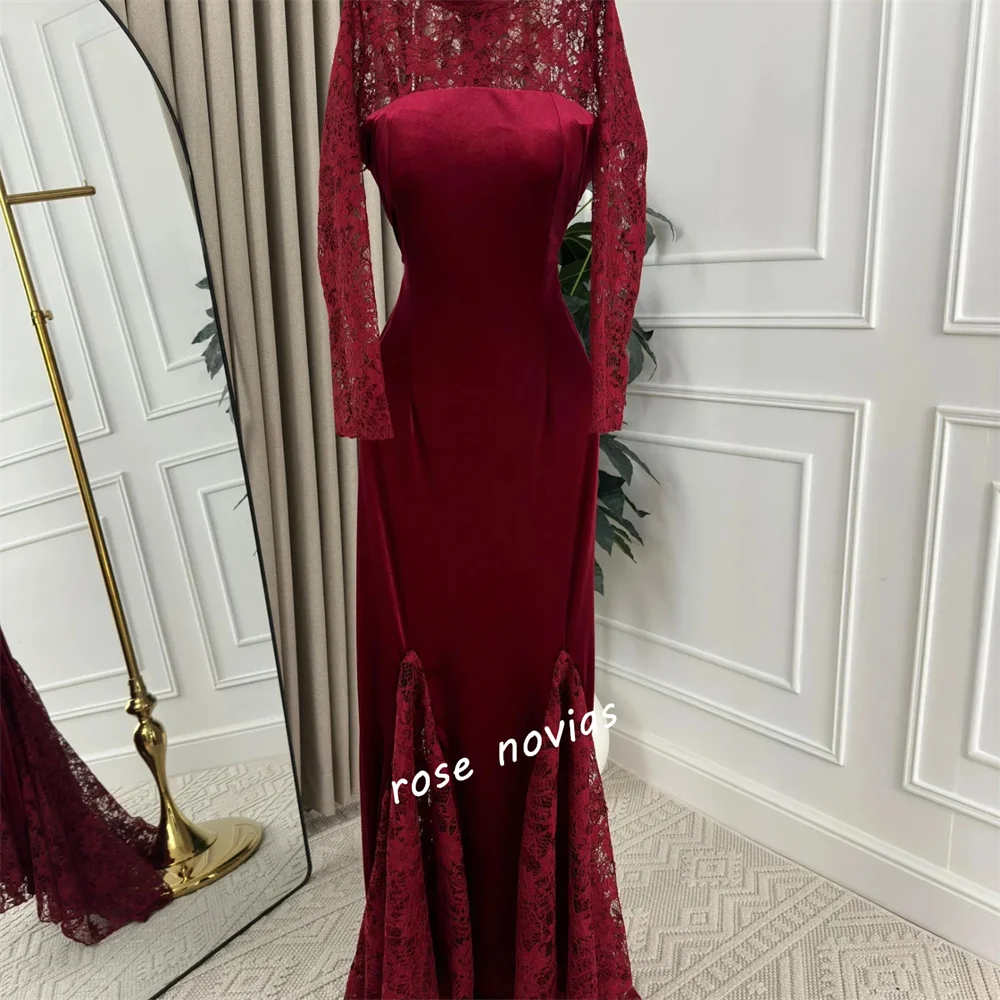 فستان سهرة نسائي ساحر بأكمام طويلة من الدانتيل مناسب حسب الطلب فساتين طويلة أنيقة لحفلات الزفاف بجودة عالية