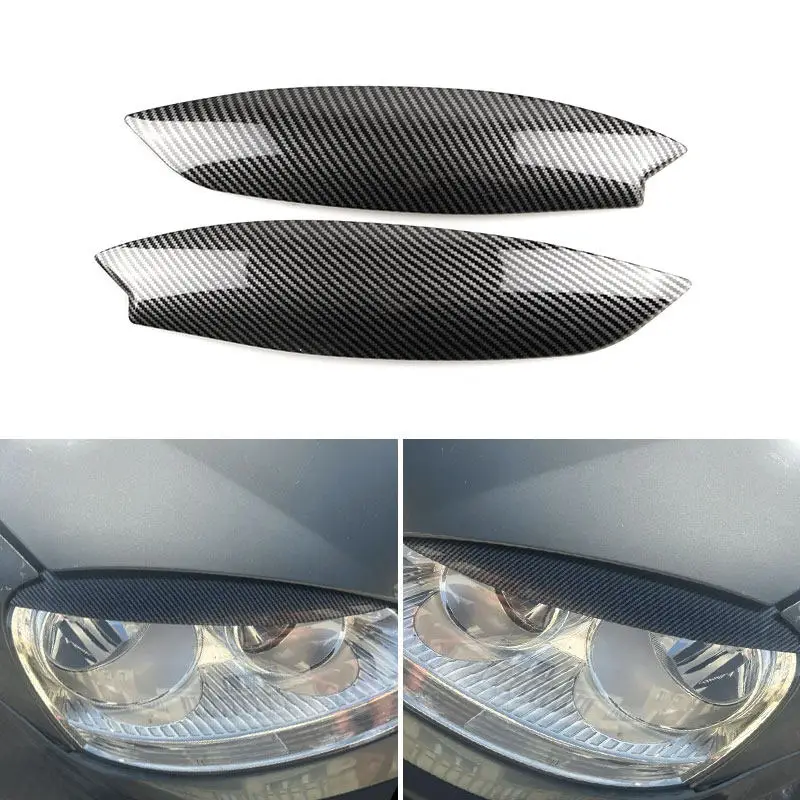 

Carbon Fiber Texture / Glossy Black Car ABS Accessories Headlights Eyebrow Eyelids Cover Trim For VW Golf 5 MK5 GTI R 2005-2008
