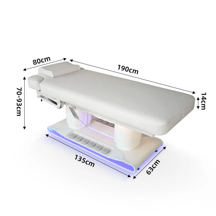 Heated 4 Motor Massage Bed With Height Adjustable Metal Frame Folding Synthetic Leather Full Body Therapy Table For Spa Salon