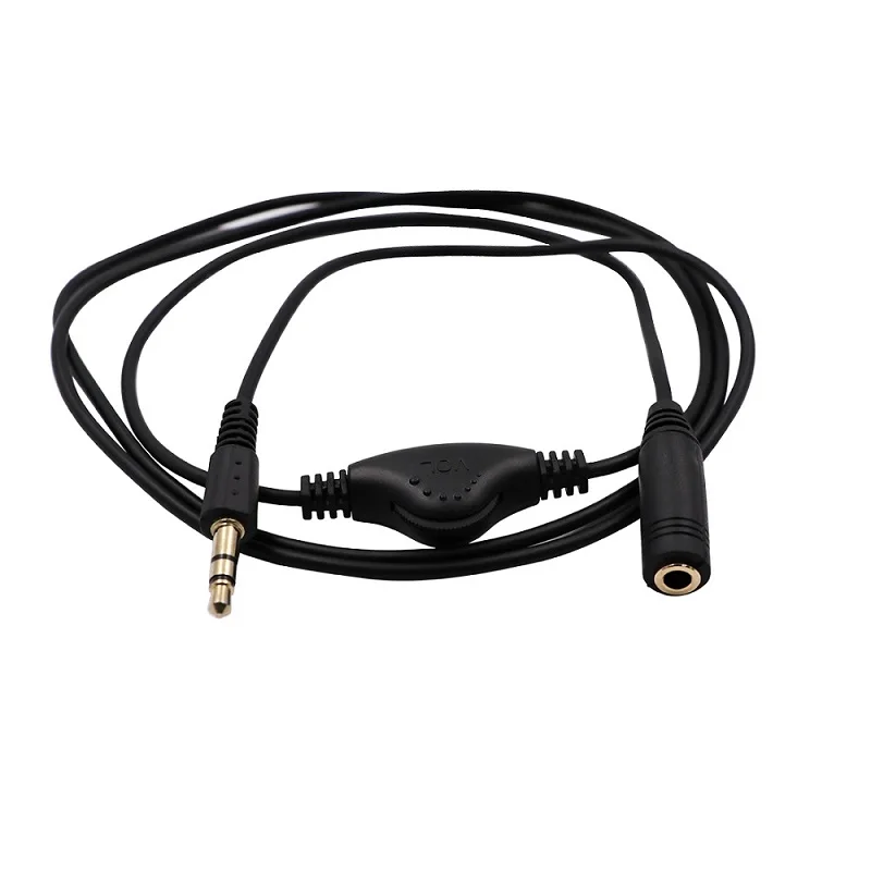 3.5mm Jack AUX Male to 3.5 mm Female Adapter Extension Cable with Volume Control Audio Stereo Earphone Headphone Cord