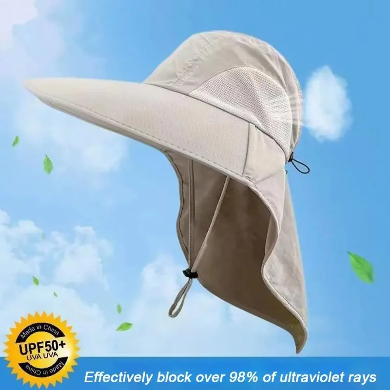 Outdoor Fisherman Hat Wide Brim Bucket Hat With Neck Hiking Cover Adjustable Outdoor Fishing Camping Travel Anti Uv Hat Cap