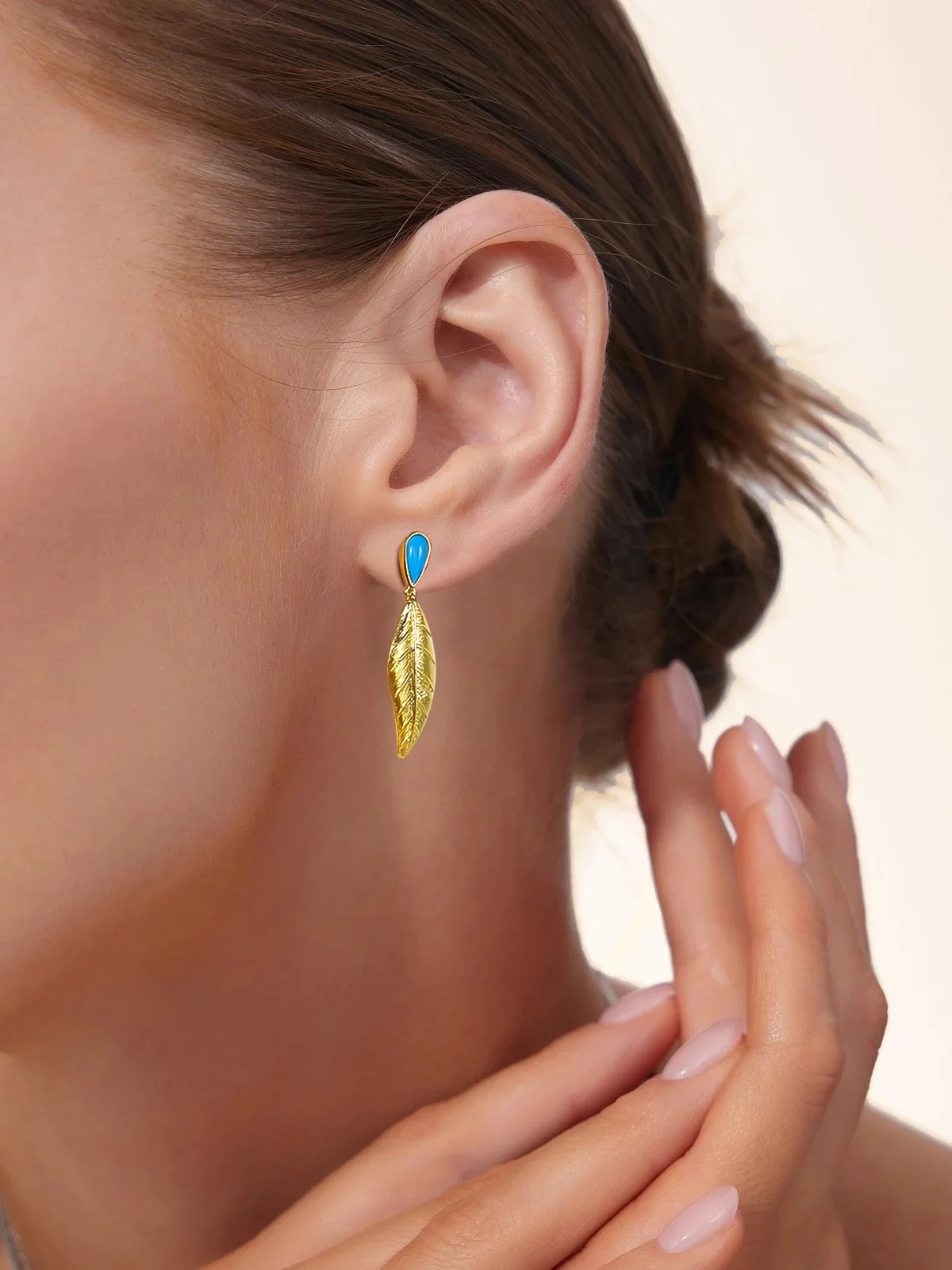 APIR Vintage Bohemian Leaf Dangle Drop Earrings 925 Silver Needle Women's Blue Turquoise Teardrop earrings Party Holiday Jewelry