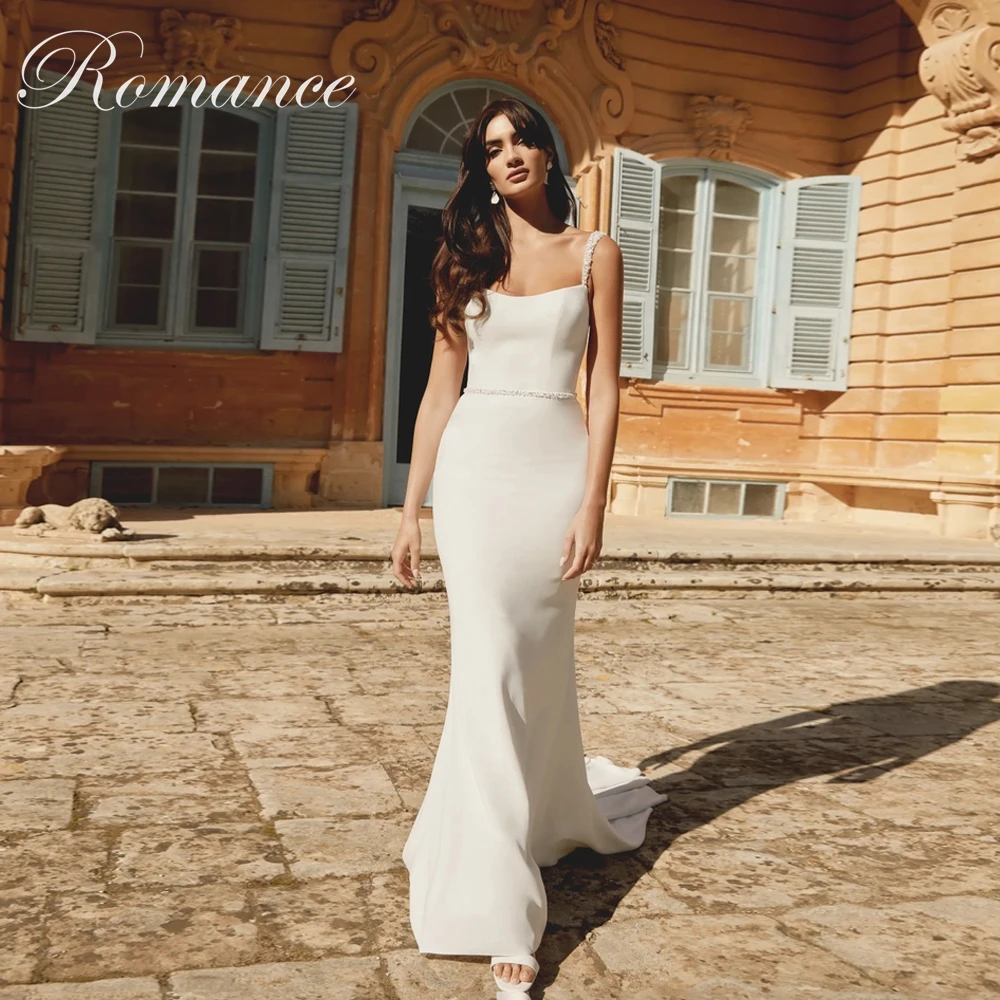Elegant Beading Spaghetti Straps Mermaid Wedding Dress Boat-Neck 2026 Women Backless Sleeveless Vestidos De Novia Customized
