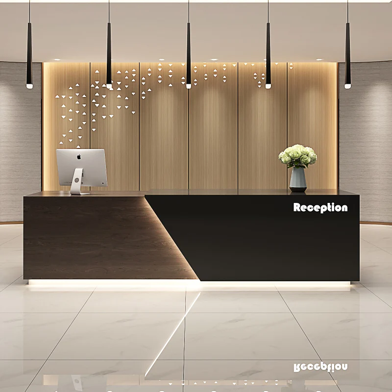 Mostrador de recepción moderno, Mostrador de registro para restaurante, salón de belleza, muebles de oficina