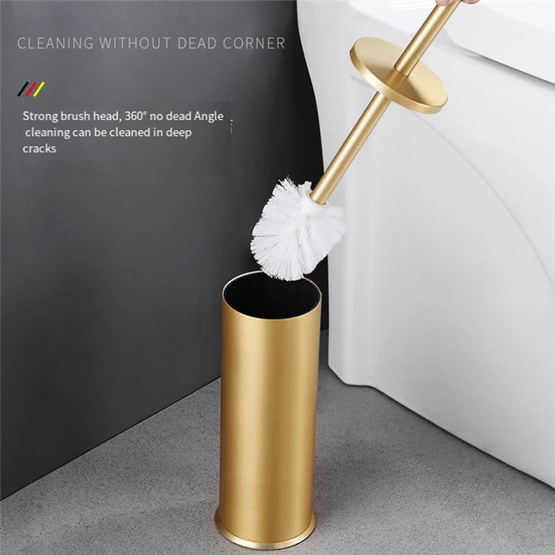 ABMR-Aluminum Toilet Brush And Holder Set Bathroom Cleaning Brush Household For Bathroom Floor Cleaning Parts Accessories Gold