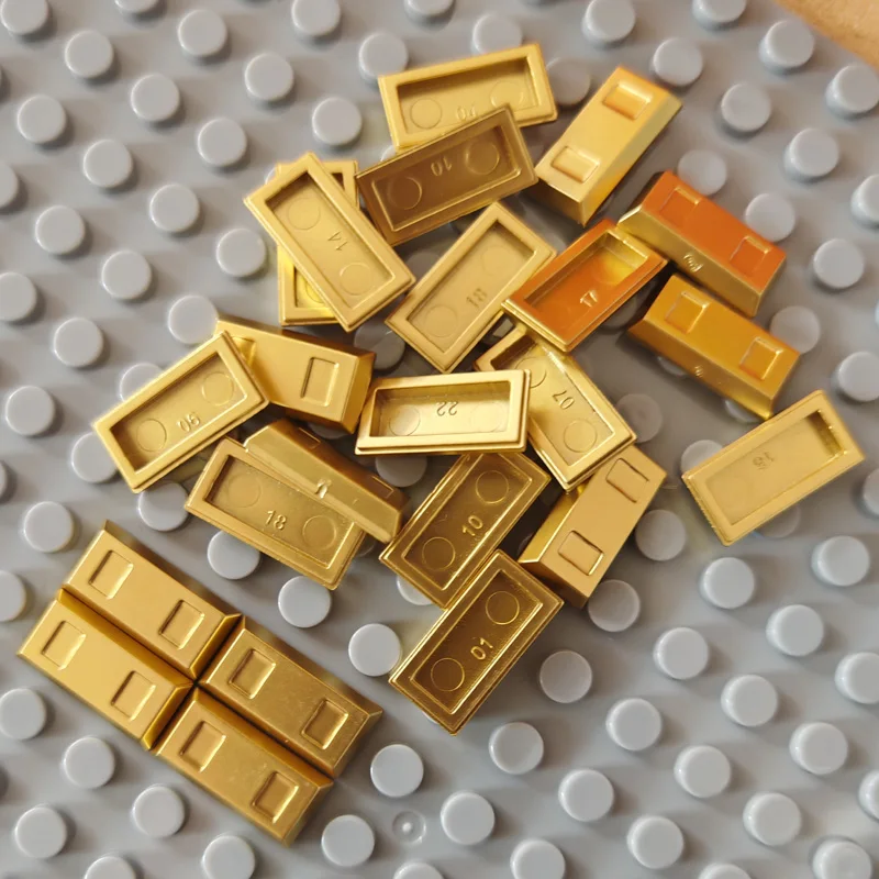 Small  Building Block Treasure Gem Gold Coin Money Model Golden Eggs Gold and Silver Spray Paint Compatible with LEGO DIY Part