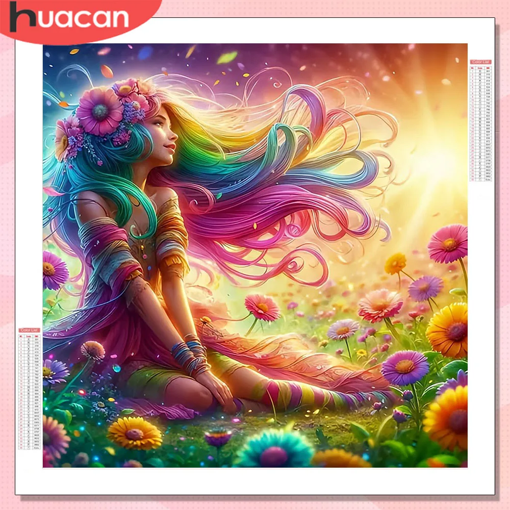 HUACAN Frau Diamant Mosaik Neuigkeiten 2026 Mädchen Porträt Mosaik Diy Geschenk Home Decor Artikel Blume Gänseblümchen Diamant Kunst Malerei Kits