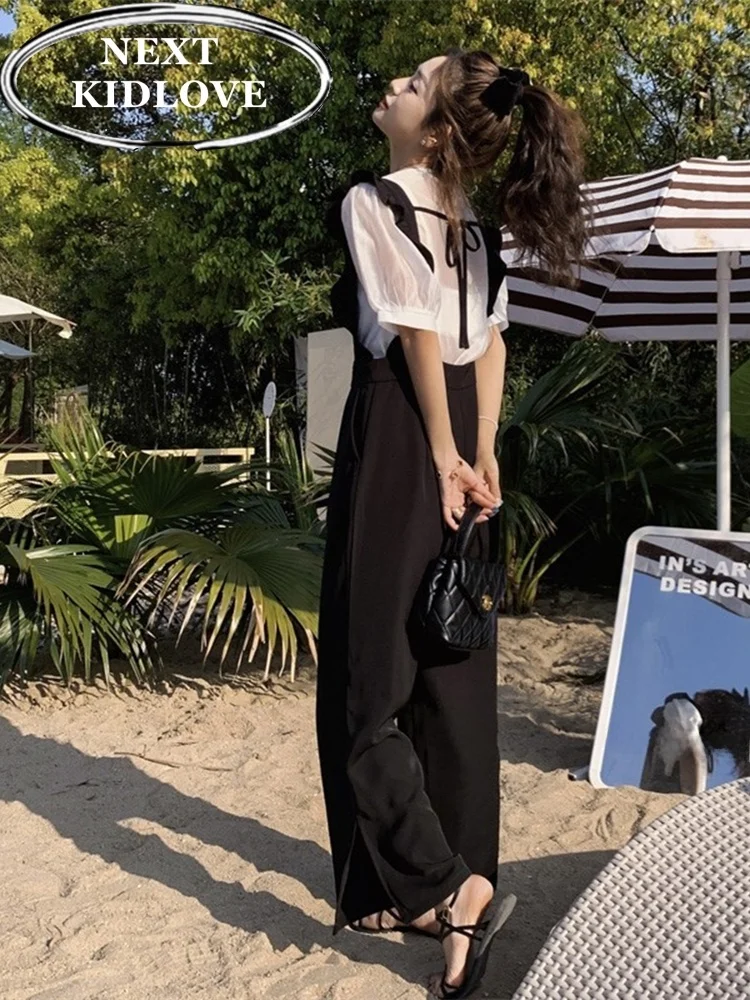 

Женский летний комбинезон Bla с высокой талией, широкими штанинами и разрезами, новый дизайн, комплект из двух предметов, для повседневной носки, из полиэфирного волокна