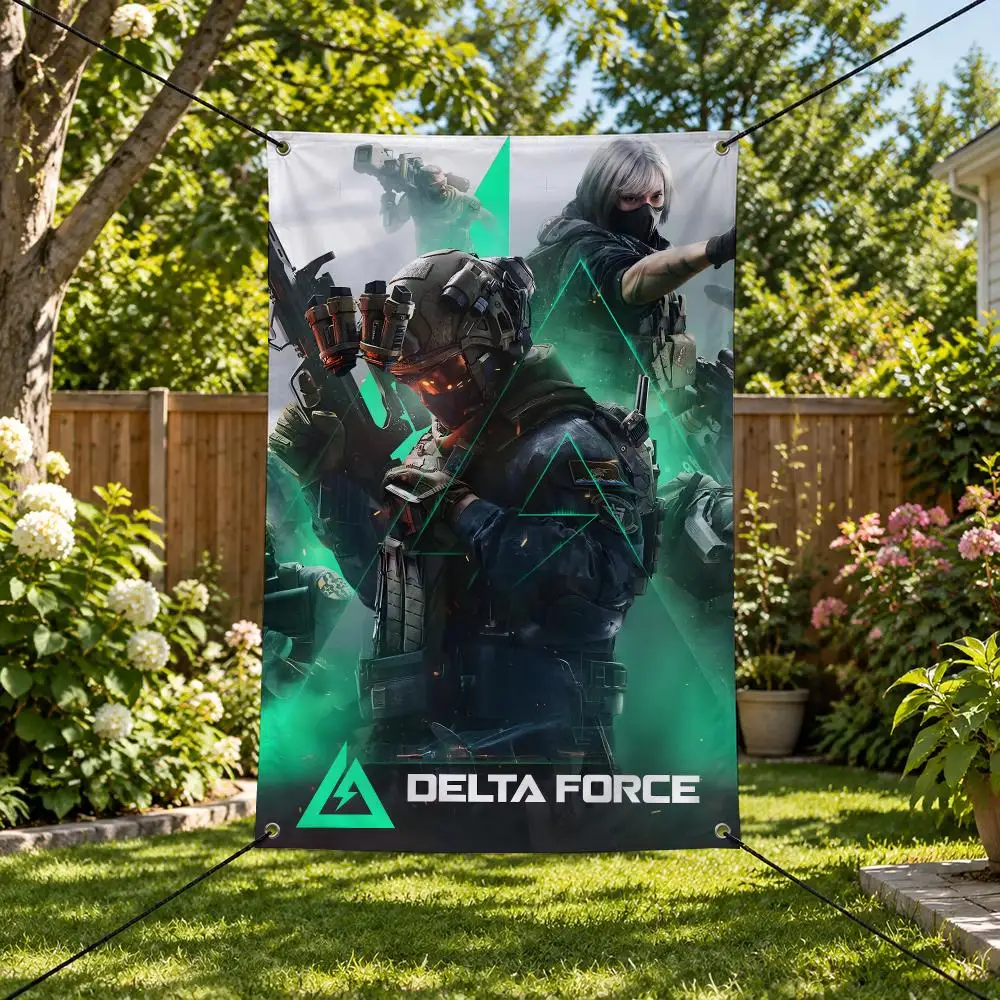 Game D-Delta Force Flags Vertical Wall Hanging for Bedroom Dorm Living Room Party Garage Camping