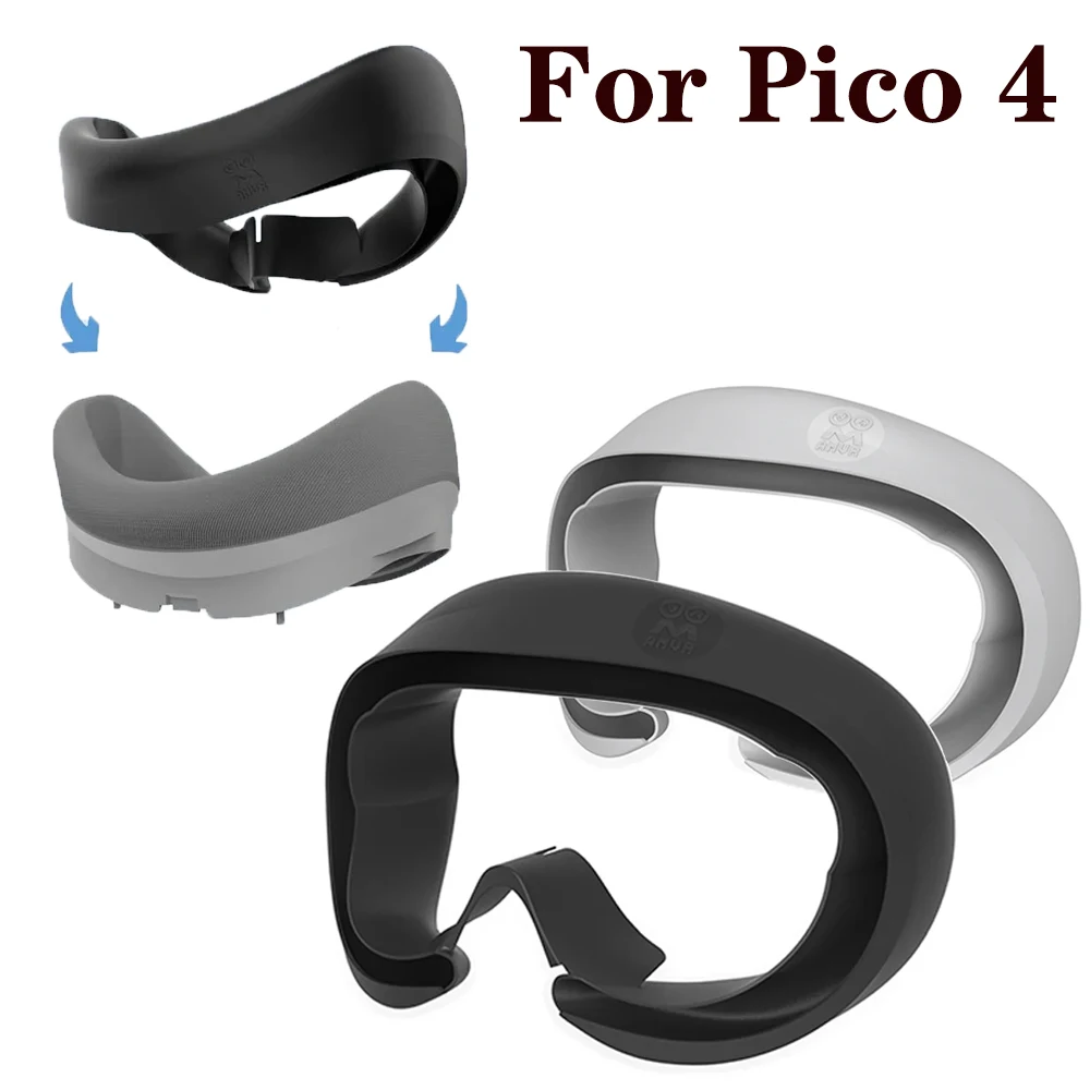 

Black/Grey VR Eye Pad For Pico 4 Silicone Replacement Face Cover Protective Case Anti-Sweat Mask For Pico 4 VR Accessories