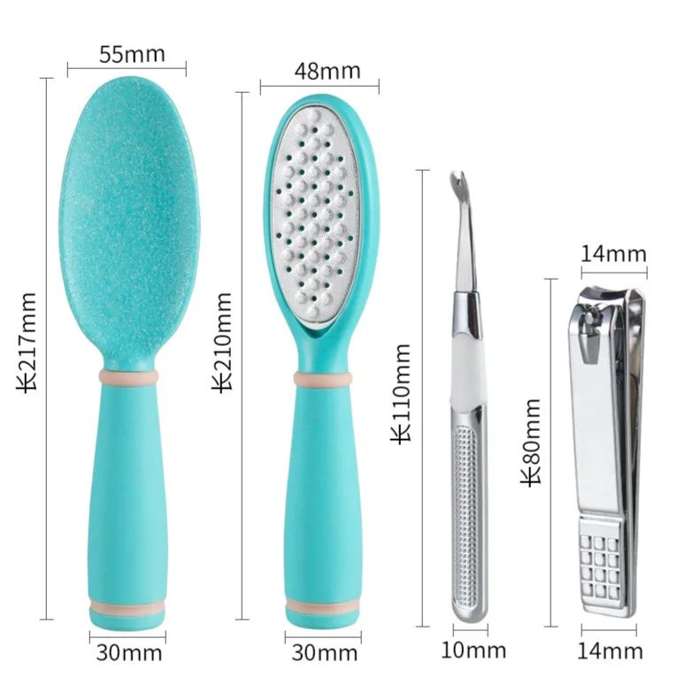 4pc/Set Stainless Steel Foot Plate File Golden Steel Sand Foot Board Set Household Foot Grinder Dead Skin Removal Tools