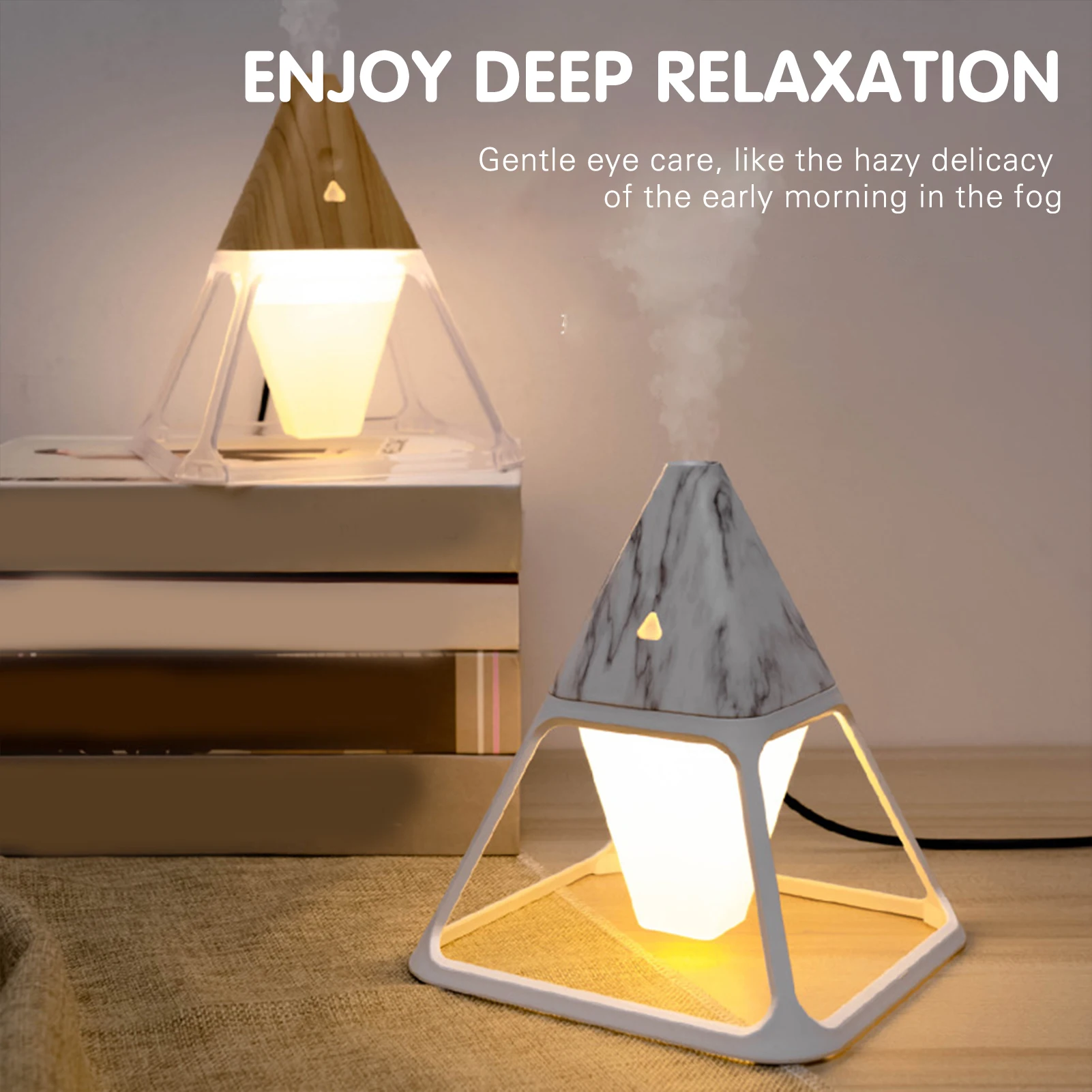 Cool Pyramid Humidifier Night Light Remote Control USB Humidifier Pyramid 3color LED Night Light Aroma Diffuser for Home Office
