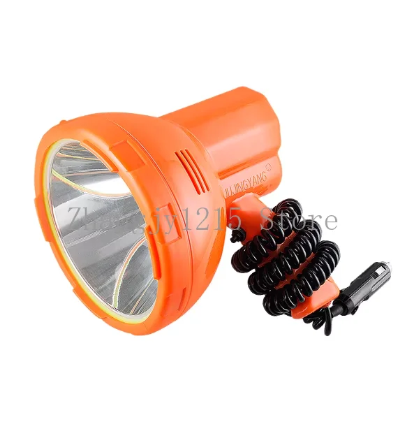Marine handheld vehicle-mounted flashlight with strong long-range 100W outdoor work led night fishing, 12V battery searchlight
