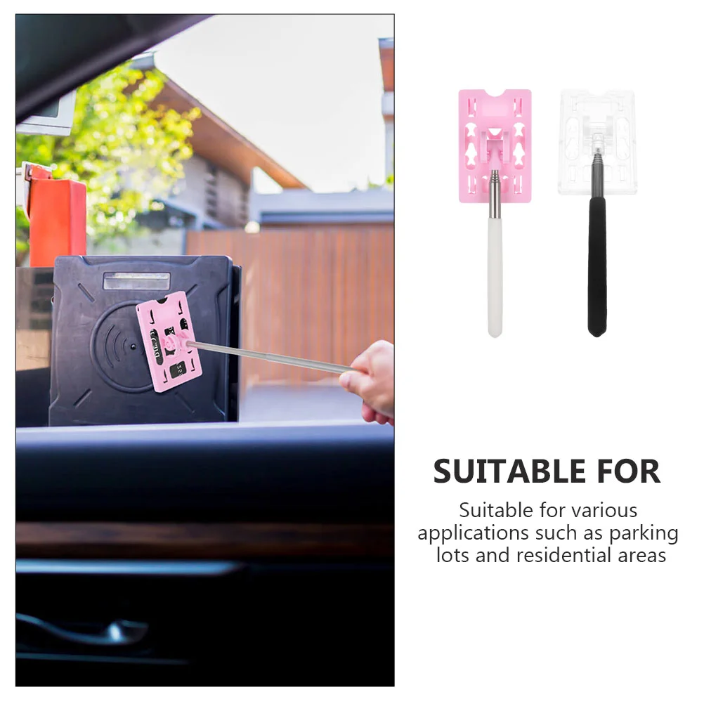 2 Pcs Parking Telescopic Check Rod (pink + Pure White) Garage Aid Card Holder Stick for Payment Plastic Toll Sign